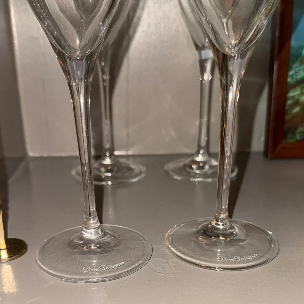 Dom Pérignon Champagne Clear Crystal Flutes - Set of 4